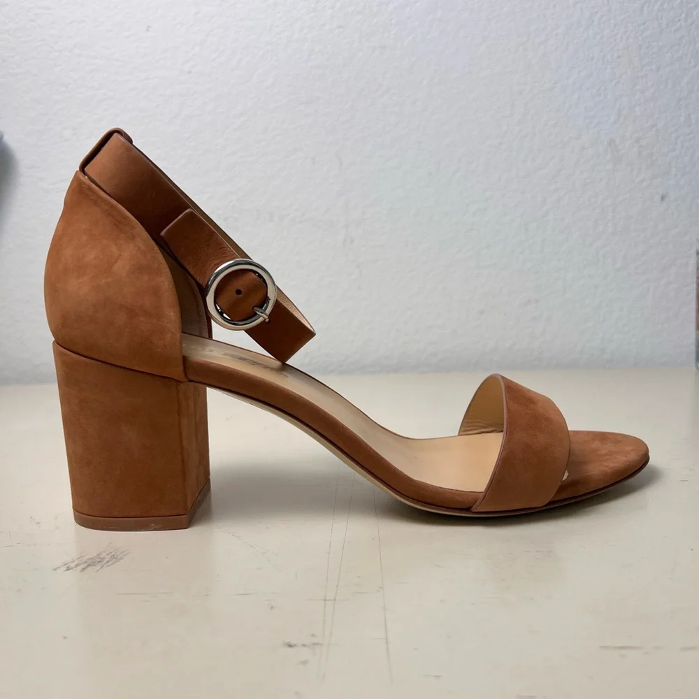 NEW Jenni Kayne Brown Oiled Leather Low Block Heel‎ in Walnut EU 40 US 10